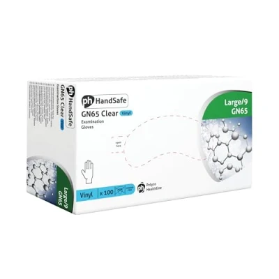 Image of Handsafe Powder Free Vinyl Gloves Large Clear (Pack of 100) GN65