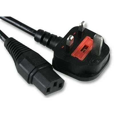 Image of Pro Elec PE01063 13A UK Plug to IEC C13 Socket Mains Lead, 2m 10A Black