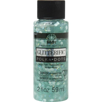 Image of Folkart Glitterific Polk A Dots Paint 2oz Mint