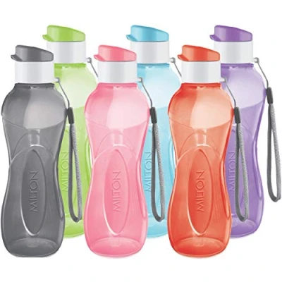 Image of MILTON Kids Water Bottles Reusable Leakproof 355 ml Plastic Wide Mouth Large Big Drinks Bottle BPA &amp; Leak Free with Handle Carrier Strap for School, Cycling, Camping, Hiking, Gym Yoga