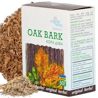 Image of OAK BARK TEA, (QUERCUS L) Original Herbs Herbal tea Wild Crafted 50g, 100% pure and natural loose leaf