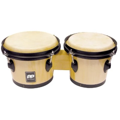 Image of Performance Percussion Bongos with Black Hardware Natural Wood