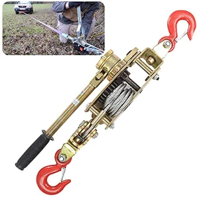 Image of ZJGFCB Hand Winch Power Puller,Multifunction Ratchet Portable Puller with Wire Rope and Hooks，for Fencing, Tree Stump Removal Tensioning，installation of