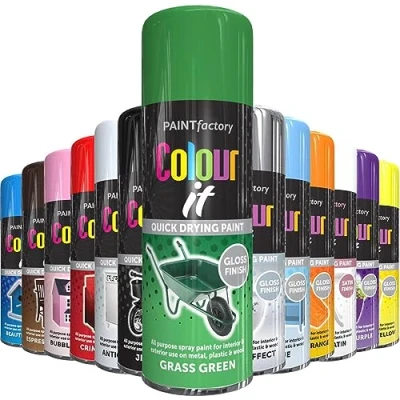 Image of AlezyB 1x Grass Green All Purpose Spray Paint 400ml Professional Quality and Fantastic Finish, Interior, Exterior, Household Multipurpose for Metal Plastic Wood Glass