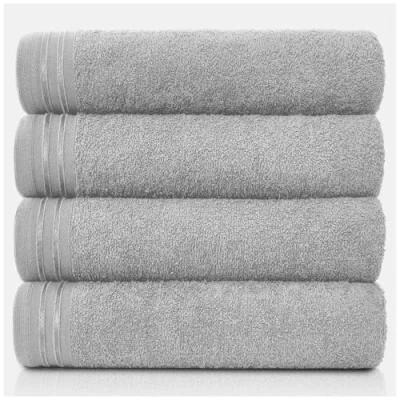 Image of GC GAVENO CAVAILIA Large Towels Bath Sheet, Highly Absorbent Egyptian Cotton Towel Set, 4 Pack Extra Soft Silver, Quick Dry Sheets, 450 GSM Washable Towels, 75X135 Cm