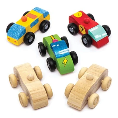 Image of Baker Ross AW583 Mini Wooden Cars (Pack of 5)