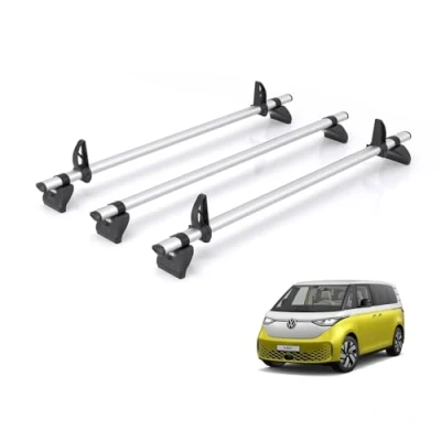Image of Van Demon Rhino Kammbar Pro 3 Roof Bars Including 4 Loadstops for VW ID Buzz 2022+ Models Aluminium Rack Rails