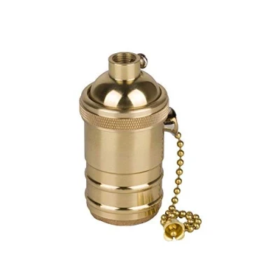 Image of PIANUO Retro Brass Lamp Holder with Chian Switch Screw Fit E27 for Antique Edison Bulb Pendent Light Wall Scone DIY