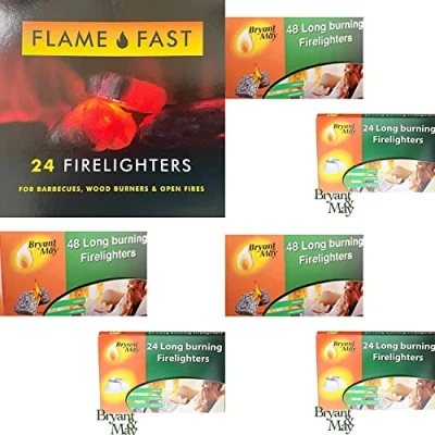Image of 6 X Packs of 24 Bryant &amp; May Long Burning Easy to Use Firelighters