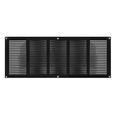 Image of Metal Air Vent Grille Cover with Insect Mesh Ventilation (500x200mm / 20x8&#039;&#039;, Black)