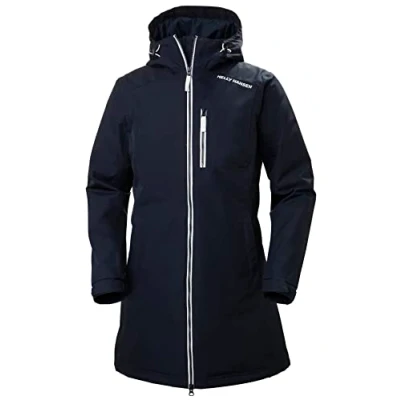 Image of Helly Hansen Women&#039;s Long Belfast Winter Jacket, Blue, M UK
