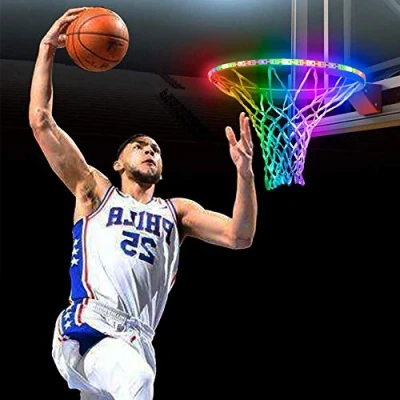 Image of ele ELEOPTION LED Basketball Hoop Light, Super Bright Waterproof Solar Powered Rim Light Strip Helps You Shoot At Night, Ideal for Kids, Adults, Parties and Training (Solar Powered)