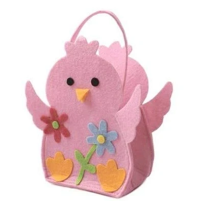 Image of PaulStore Easter Felt Chick Bag Treasure Hunt Egg Kids Fun Children Handle (Pink)