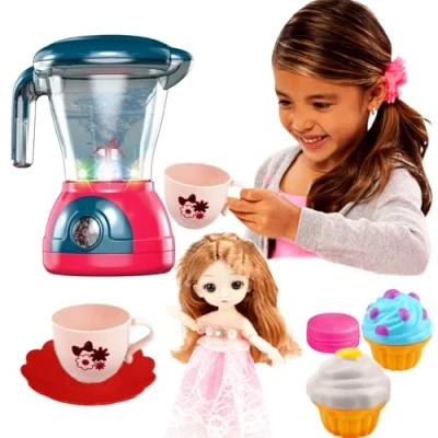 Image of Coo11 Kids Blender Toy, Kitchen Mixer Accessories Pretend Food Play Appliances Smoothie Maker Toy friut for DOLL and cupcake Set, Gifts Children Ages 3+