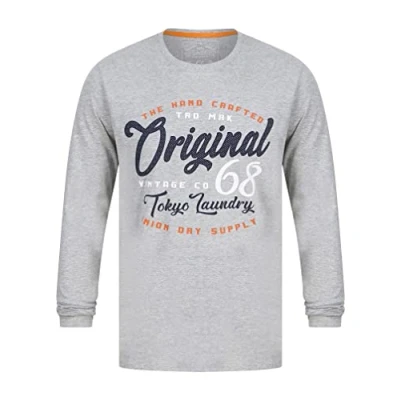 Image of Tokyo Laundry Men&#039;s Theta Vintage Retro Graphic Cotton Jersey Long Sleeve Top