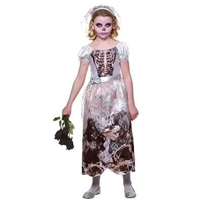 Image of Girls Skeleton Bride Fancy Dress Costume X Large (11 13 Years)