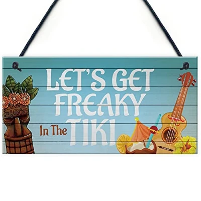 Image of RED OCEAN Novelty Tiki Bar Sign Home Decor Cocktail Garden Hanging Plaque