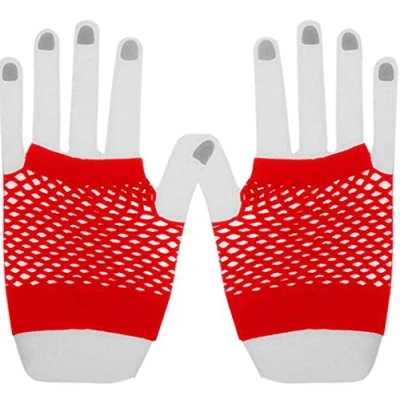 Image of Mytoptrendz® Girls Short Fingerless Fishnet Gloves Red