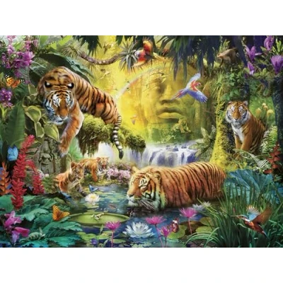 Image of Ravensburger 12000696 Tranquil Tigers 1500 pieces jigsaw puzzle for adults and kids age 14 years up, animal
