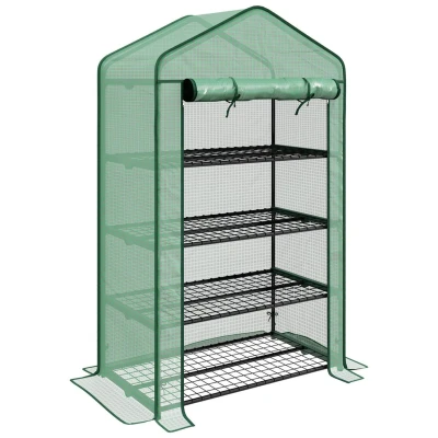 Image of Outsunny 90 x 49 160cm Portable Mini Greenhouse with Shelves Green