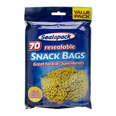 Image of Sealapack SNACK BAGS, READY TO USE RESEALABLE PACK OF 70, Clear, 16.5cm x 8.3cm