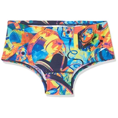 Image of Speedo Mens Flipturns 14centimeter Allover Swimming Trunks, Navy/Siren/Citron, 32/14 cm