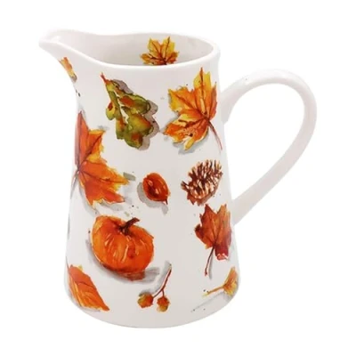 Image of Ceramic Jug Water 500ml Juice Beverage Pitcher Autumn Fall Theme Leaf Nature