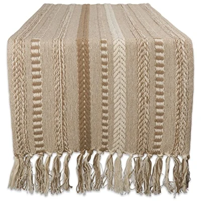 Image of DII Table Runner Collection, Cotton, Stone, 15x72 (15x77, Fringe Included)