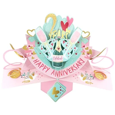 Image of 2 Years Happy 2nd Anniversary Pop Up Greeting Card Love Kate&#039;s 3D Cards POP216MC2