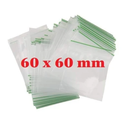 Image of 100 x 60 60mm Heavy Duty Small Tiny Poly Plastic Sealy Grip Zip Lock Zipper Seal Gummy Bags Baggies BAGGYS (CPUK Exclusive)