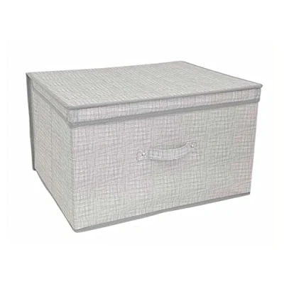Image of Large Collapsible Jumbo Storage Box Folding Chest Kids Room Tidy Toy (Linen Grey)
