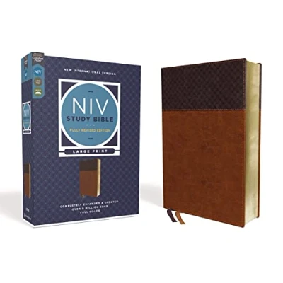 Image of NIV Study Bible, Fully Revised Edition, Large Print, Leathersoft, Brown, Red Letter, Comfort Print: New International Version, Reference, Print
