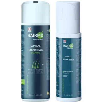 Image of HairMD Hair Growth Shampoo &amp; Lotion Set. Loss Treatment for Thinning Post Transplant Procedure with Biotin, Keratin, Collagen, Provitamin B5 Care Set All Types