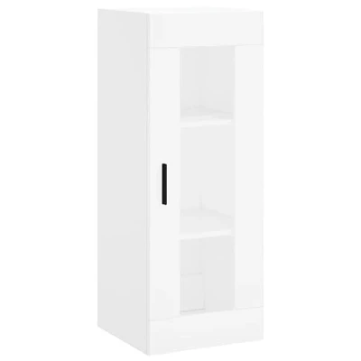 Image of vidaXL Wall Mounted Cabinet White Engineered Wood Storage Unit with Glass Door for Living Room, Bedroom, Study