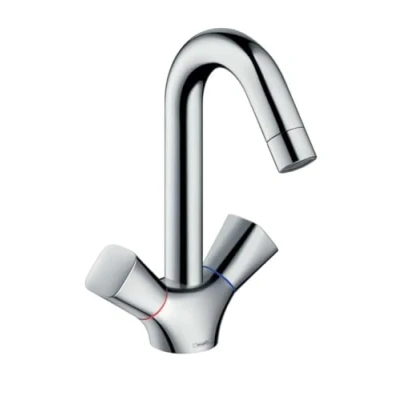 Image of hansgrohe 71222000 Logis Basin Tap 150, Pop Up Waste, Chrome, Silver, Cube Handles