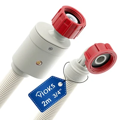 Image of VIOKS Aquastop Inlet Hose Dishwasher Water 3/4 Inch 2 m 90C Straight/Angled Universal for Washing Machines /