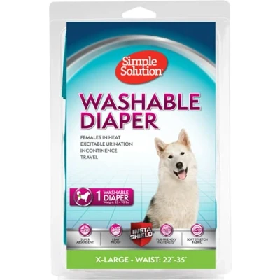Image of Simple Solution Washable Re usable Female Dog Diapers, Absorbent with Leak Proof Fit for Excitable Urination, females in heat or Incontinence 1 x XL Diaper