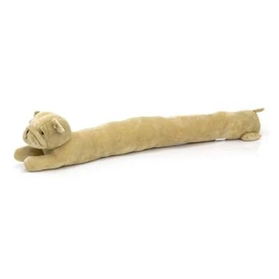 Image of Pug Draught Excluder Plush Fabric Dog Draft Animal Door for Doors Cushion Cream