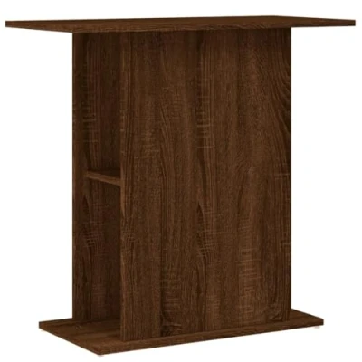 Image of vidaXL Aquarium Stand in Brown Oak Finish Engineered Wood Fish Tank Display with Storage Compartments.