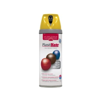 Image of Plasti kote 21105 400ml Premium Spray Paint Gloss Yellow(package may vary)