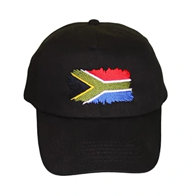Image of TeddyTs South African Flag Black Adjustable Baseball Cap, One Size
