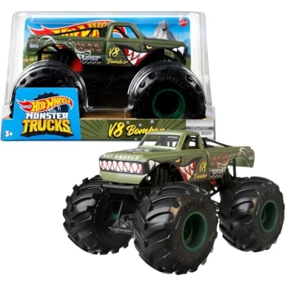 Image of Hot Wheels Monster Trucks 1:24 Scale Die Cast Assortment for Kids Age 3 4 5 6 7 8 Years Old, Great Birthday Gift Toy Truck with Big Crashing and Smashing