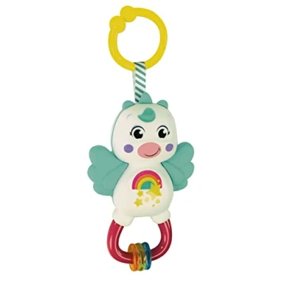 Image of Clementoni 17778 Little Unicorn Rattle Toddler Toy, Early Years Toys, Infant New Born Soft Toys Gift, 3 Months, Crinkle Squeaky Sensory Learning Stroller Pendant, Made In Italy