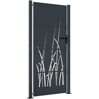 Image of vidaXL Garden Gate Anthracite 105x205 cm Steel Grass Design