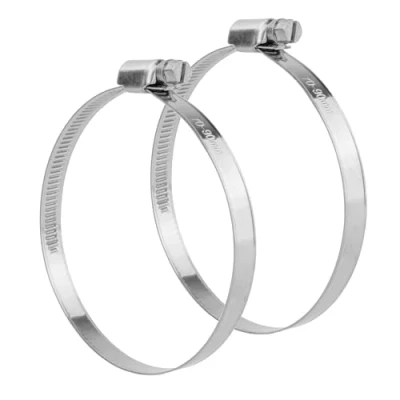 Image of KCT 2 Pack 70mm 90mm Hose Pipe Clamps Adjustable 304 Stainless Steel Metal Clips for Flexible Tube Worm Drive