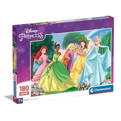 Image of Clementoni Jigsaw Puzzle Disney Princess 180 Pieces Supercolor For Children 7 9 Years, Cartoon, Disney, Gift Boy/Girls, Kids, Made In Italy, 29787