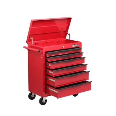Image of Hilka Tools G301T8BBS Heavy Duty 8 Drawer Trolley with Lid Storage Bbs Red 33v x 67.8 x76.6