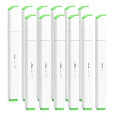 Image of M&amp;G Green Highlighter, 12 Pack High Lighters Highlighters No Bleeds Highliters Pens Neon Soft Bulk Clear View Bright Tip Marker for Books Home Office, Square