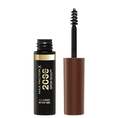 Image of Max Factor 2000 Calorie Volumising Brow Sculpt Gel, Long Lasting, Plumped &amp; Fuller Looking Brows, Waterproof, Smudge Proof, Shapes Intensifies, 004 Black Brown, 4.5ml