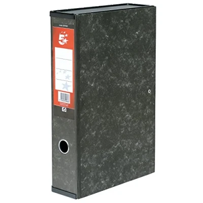 Image of 5 Star Office Box File Lock Spring with Ring Pull and Catch 75mm Spine Foolscap Cloud Effect, Grey